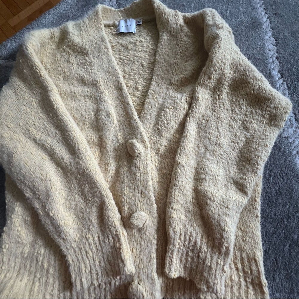Lush Yellow Cardigan with Cozy Knit and Relaxed Fit